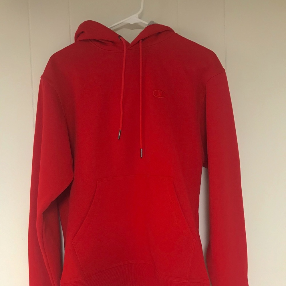 Red champion hoodie